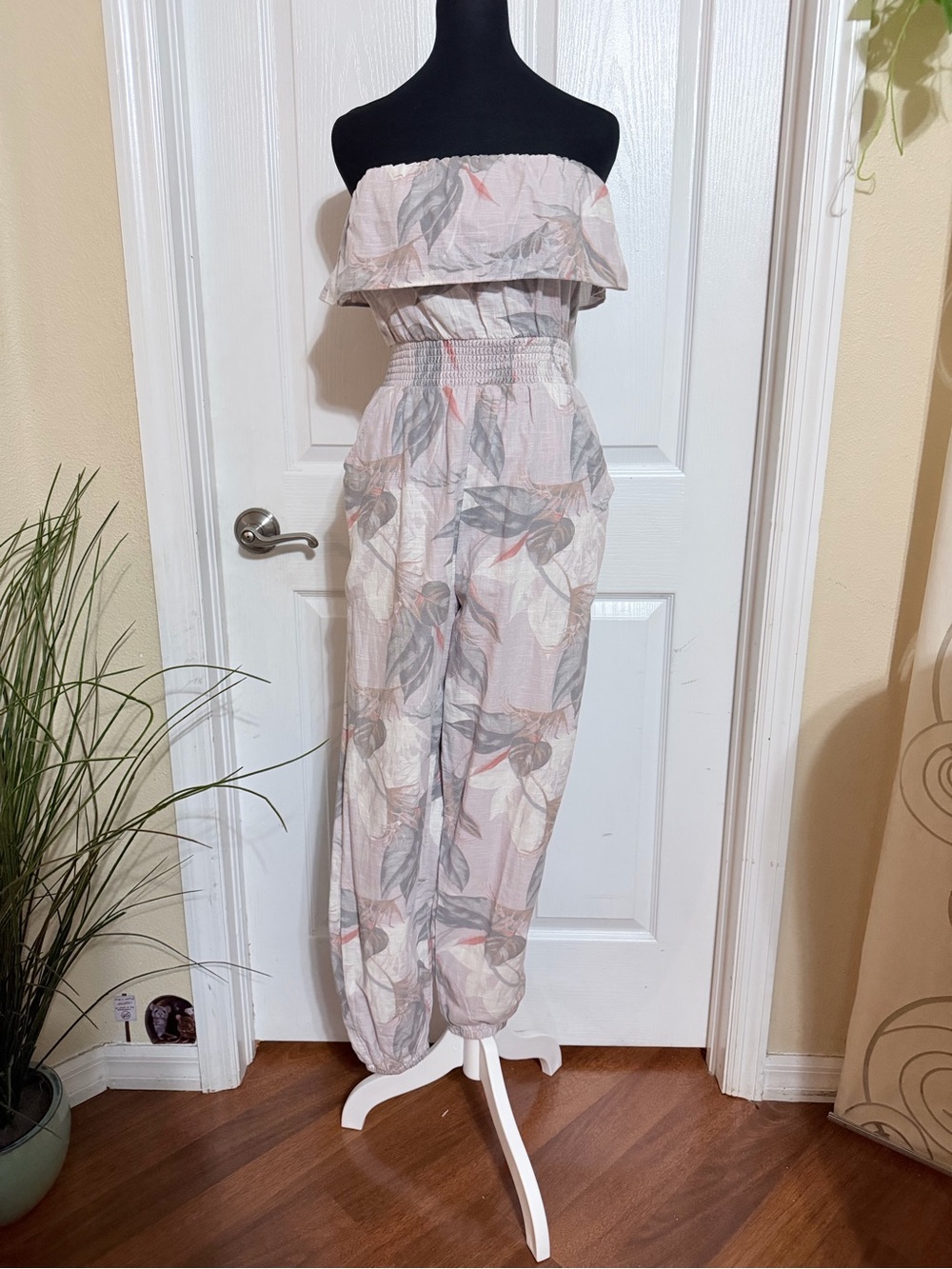 American Eagle Floral Off Shoulder Jumpsuit XXS NWT Smocked Waist